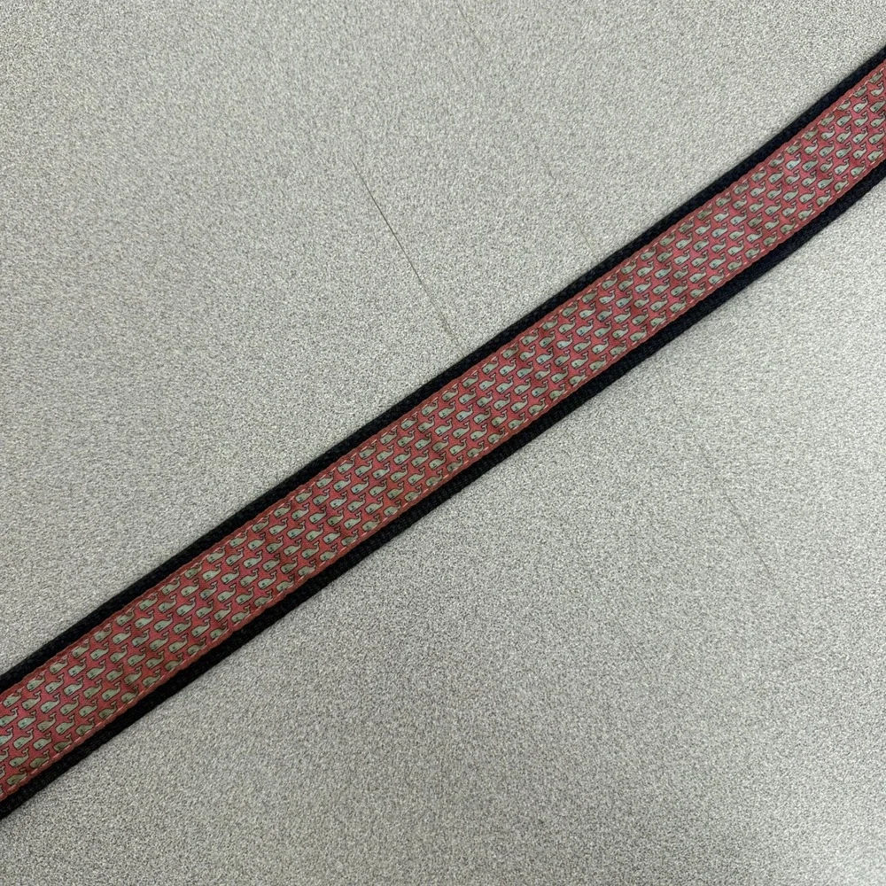 Vineyard Vines Belt Mens 34 Pink Navy Whale Print Silk Leather Canvas Preppy *